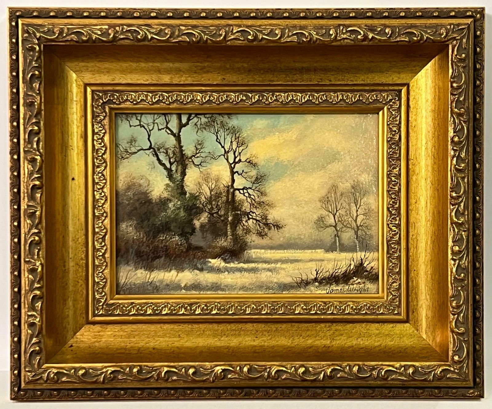 James Wright Winter Landscape Snow Scene In The English Countryside By 20th Century Artist  1980 Circa photo for sale