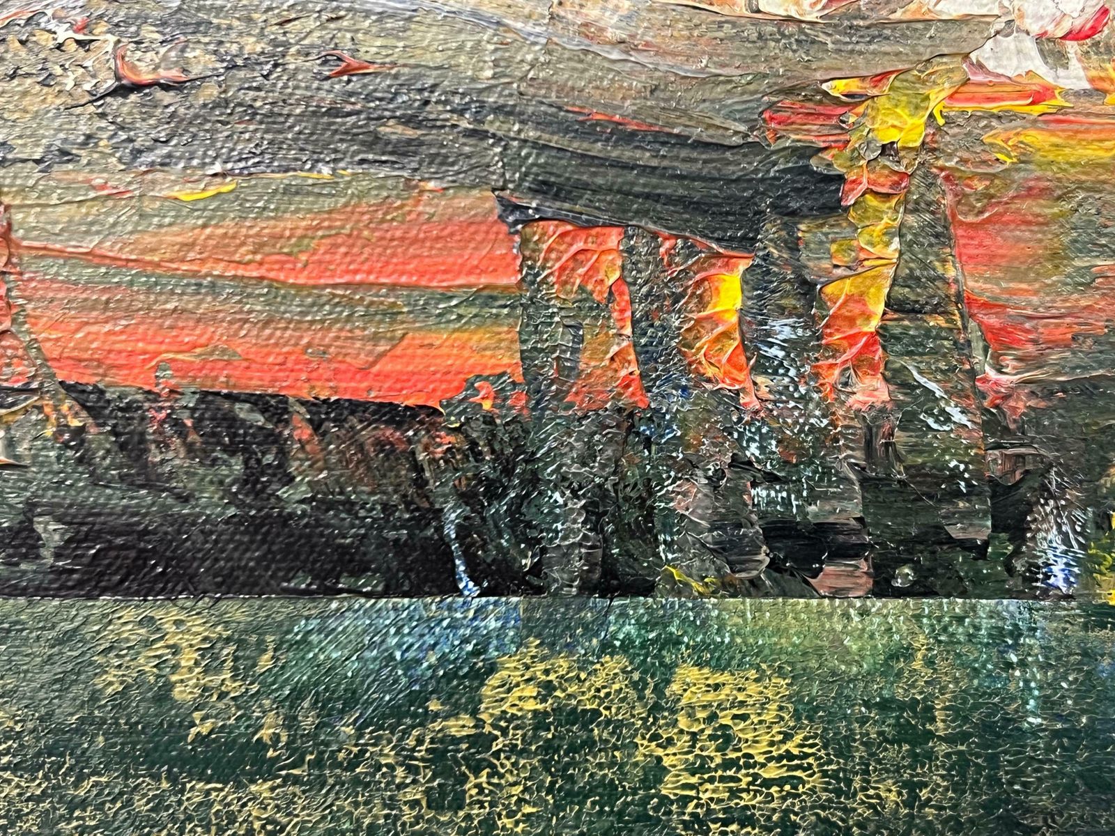 photo vintage Angela Wakefield Small Triptych Abstract Forest Trees Landscape Painting By British Urban Artist 1999