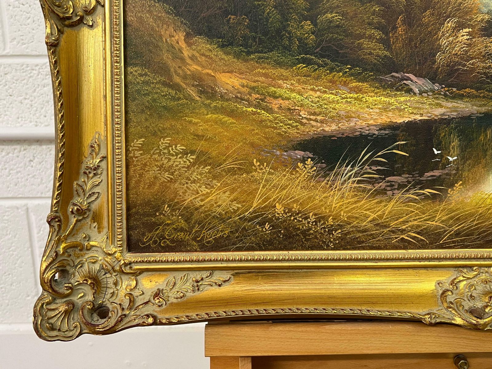 Andrew Grant Kurtis Mountain Lake Oil Painting Of A Loch In The Scottish Highlands By British Artist  1980 Circa photo vinterior