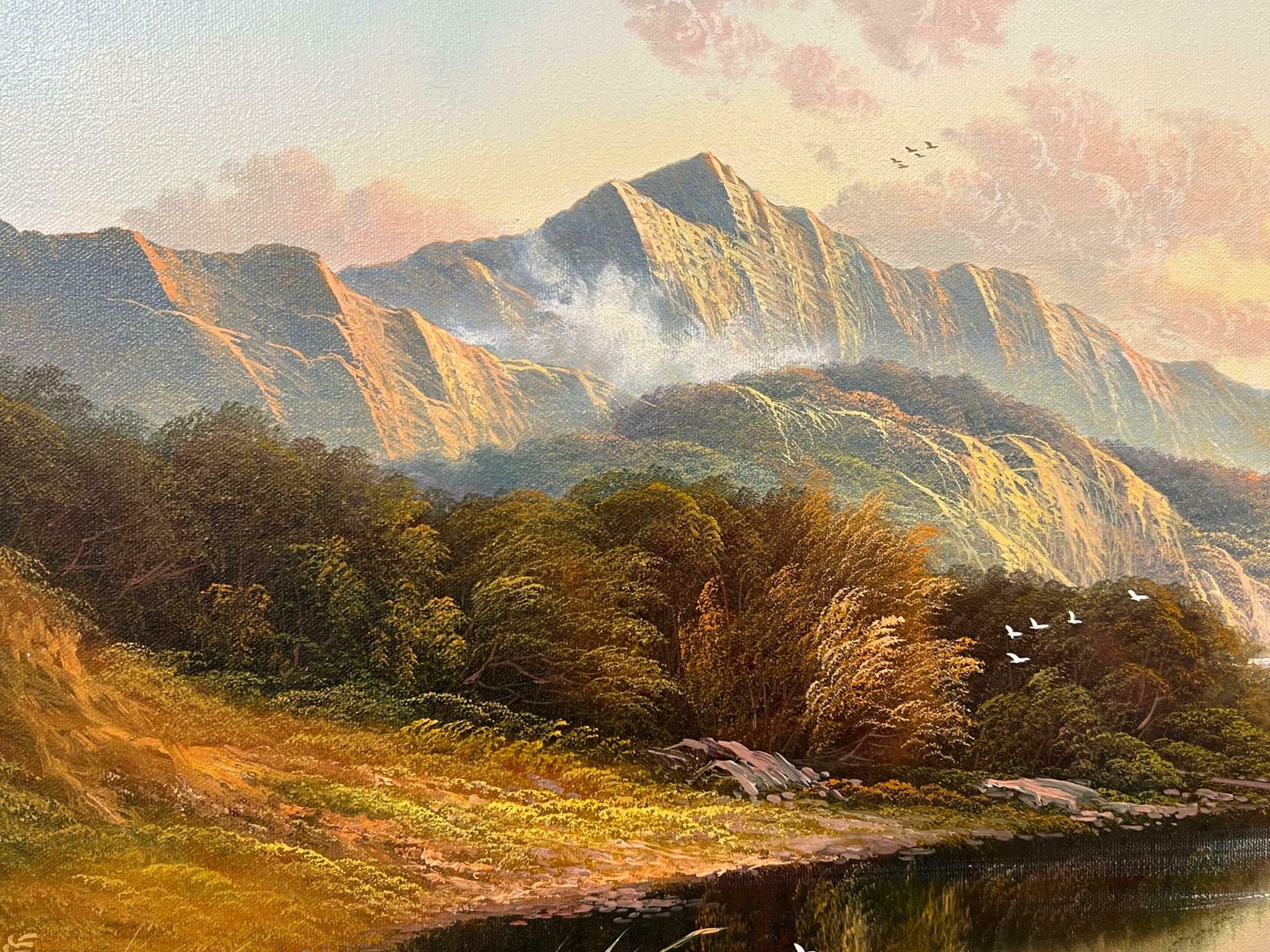 photo for sale Andrew Grant Kurtis Mountain Lake Oil Painting Of A Loch In The Scottish Highlands By British Artist  1980 Circa