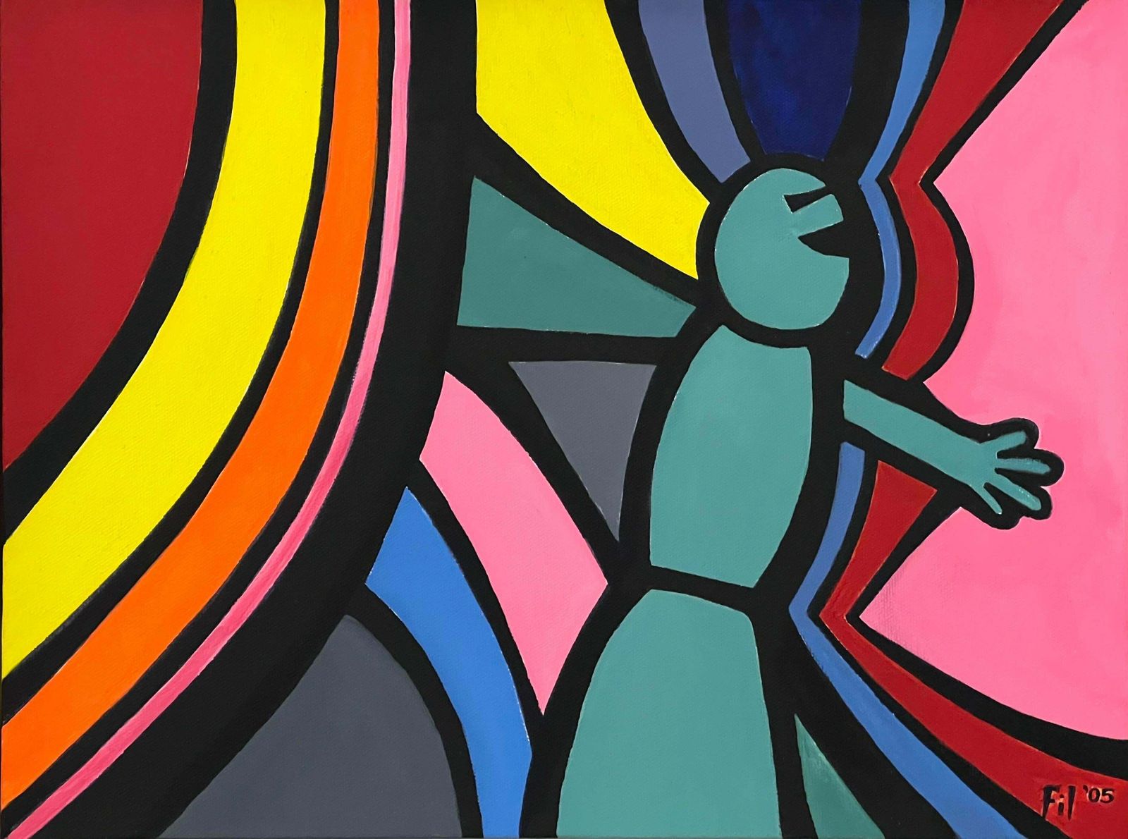 Fil Earthstomp Contemporary Surreal Cartoon Pen & Ink Drawing On Canvas By British Artist  2005 photo 20000.0