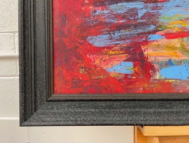 Angela Wakefield Abstract Blue Orange & Red Lake Sunset Landscape By Contemporary British Artist  2000 photo vintage