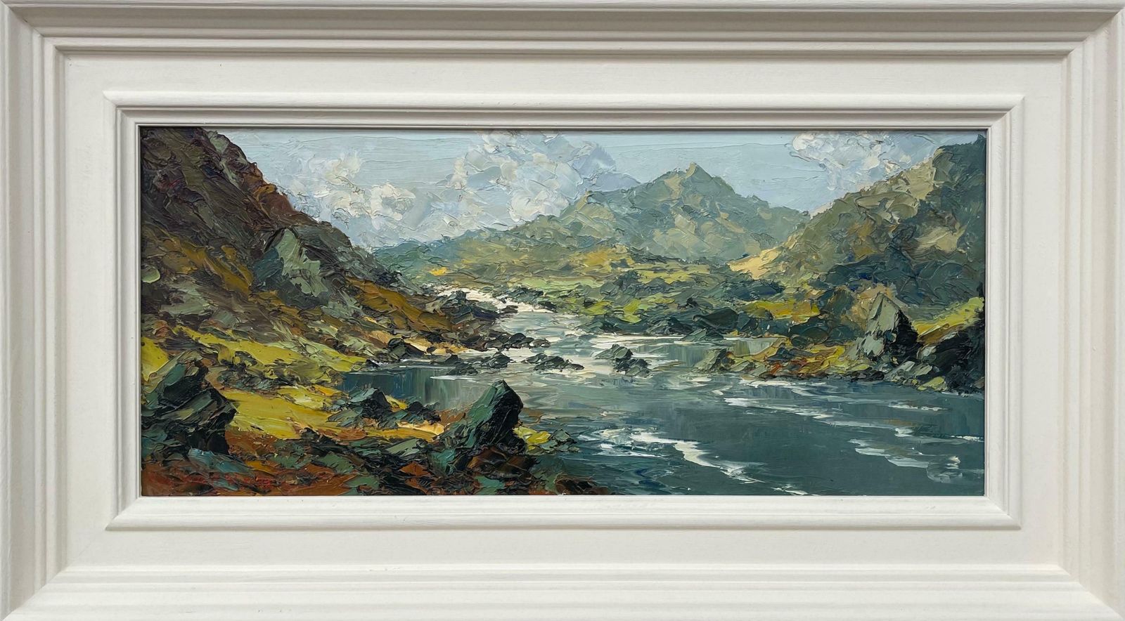 Charles Wyatt Warren Original Impasto Oil Painting Of River Mountain Scene In Wales By British Artist  Mid 20th Century