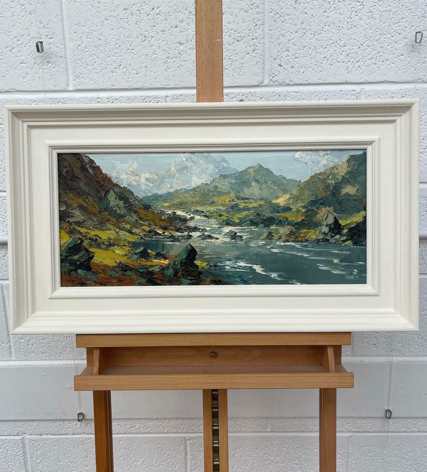 Charles Wyatt Warren Original Impasto Oil Painting Of River Mountain Scene In Wales By British Artist  Mid 20th Century photo for sale