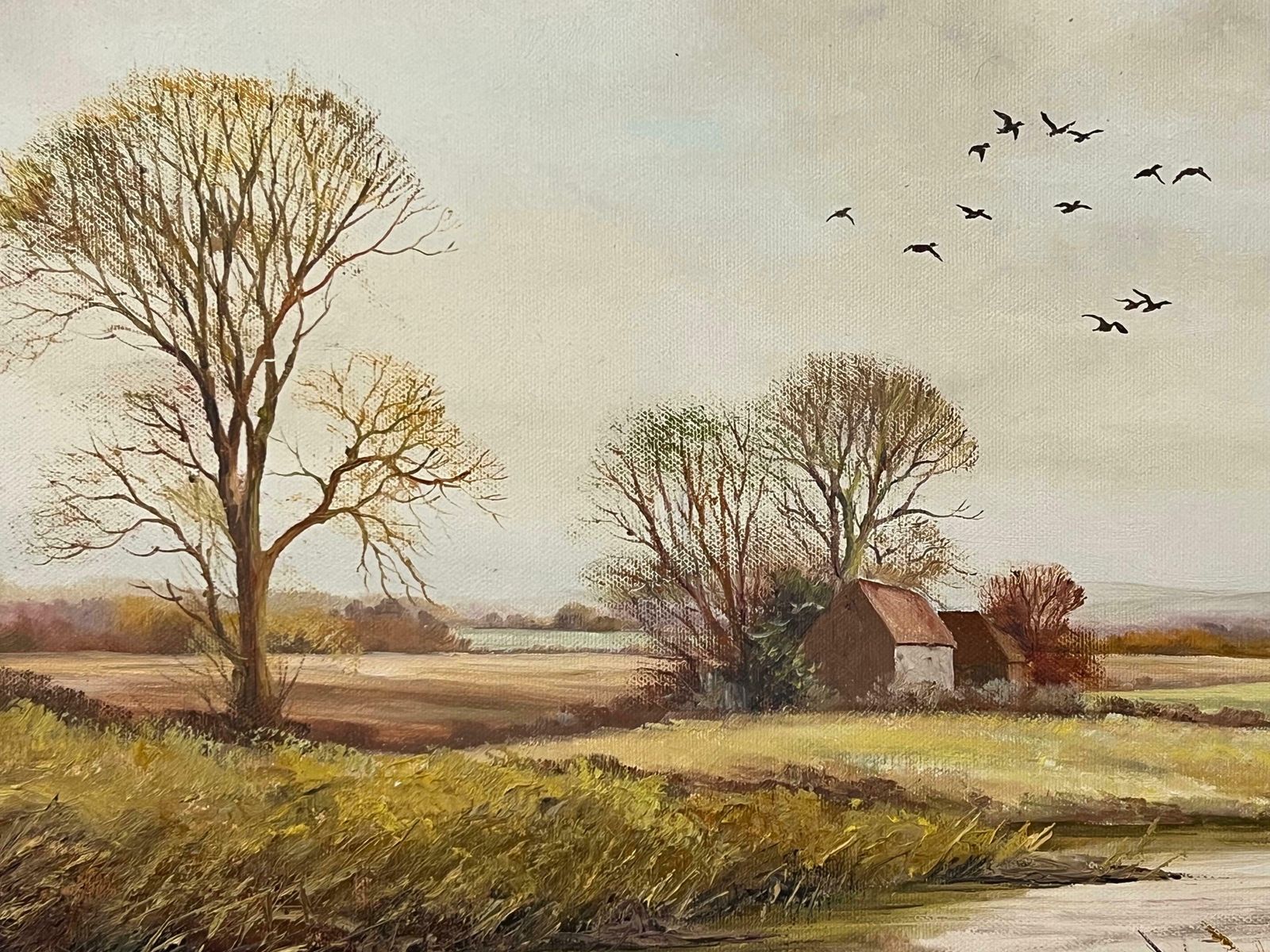 Peter J Greenhill Oil Painting Of An English Country Landscape By 20th Century British Artist 1980 Circa photo vintage