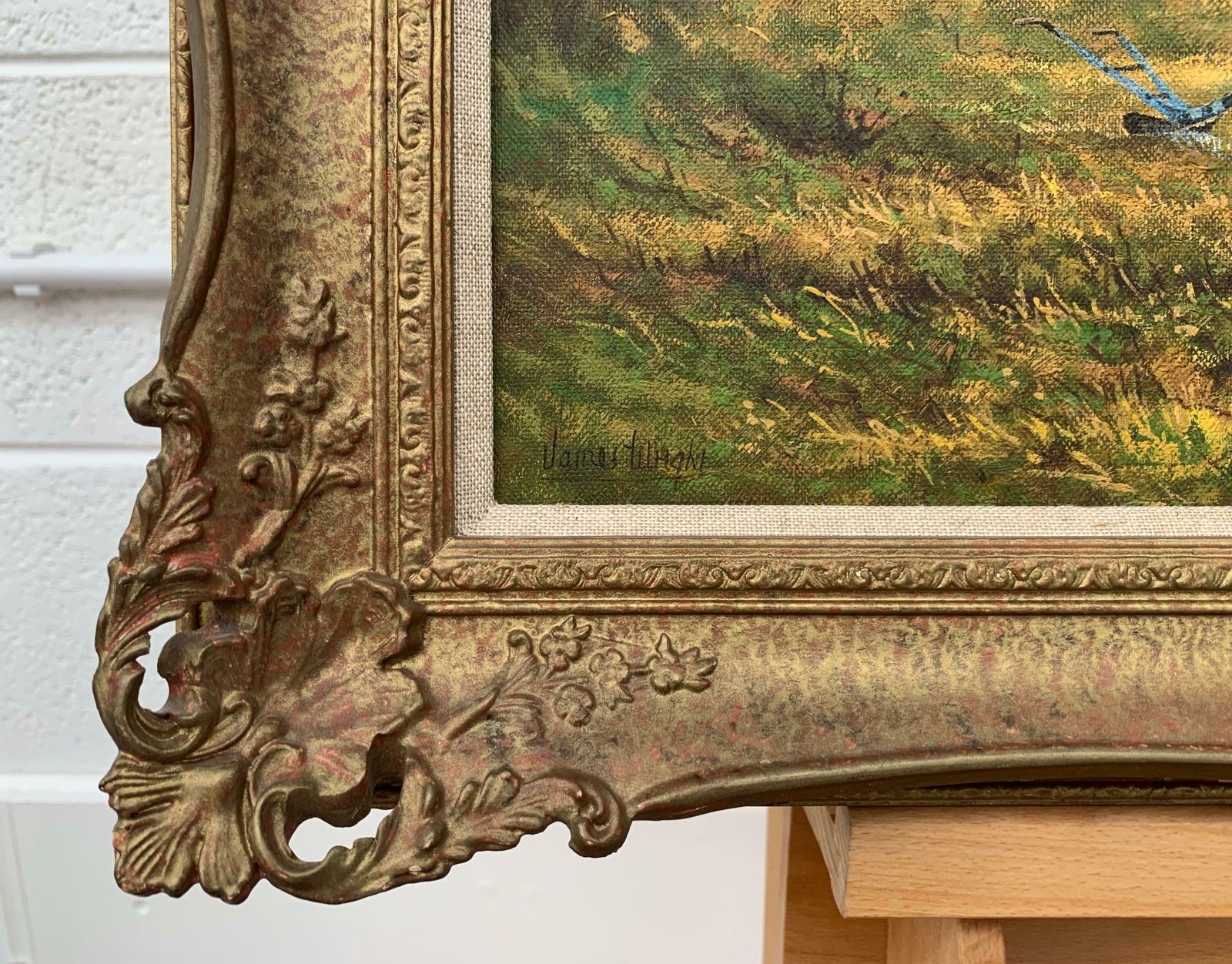 photo for sale James Wright Horse Drawn Plough With Two Horses Ploughman And Dog By British Landscape Artist  1990 Circa