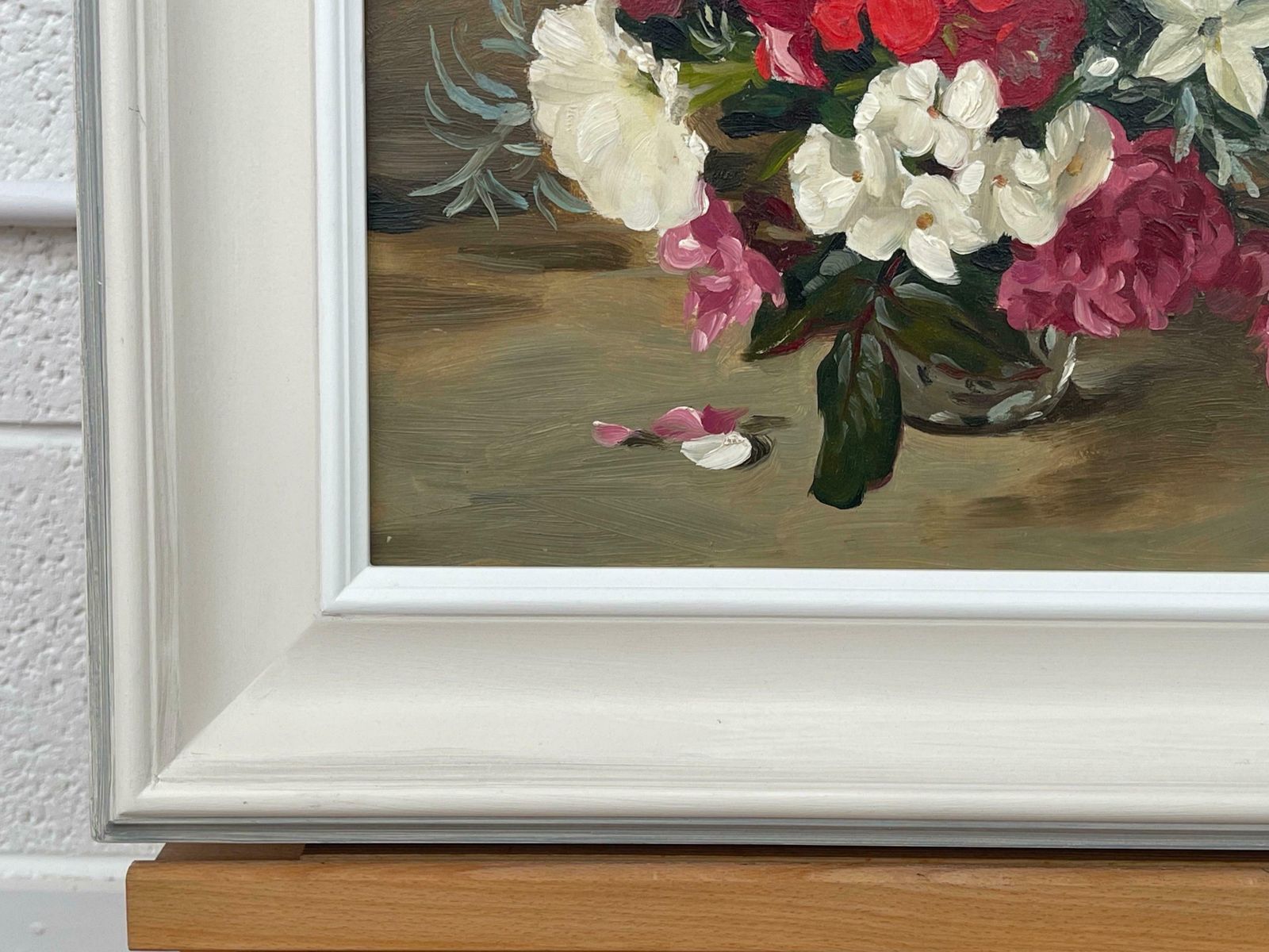 John Whitlock Codner Rwa Still Life Painting Of Red Pink & White Flowers By 20th Century British Artist  1985 photo buy