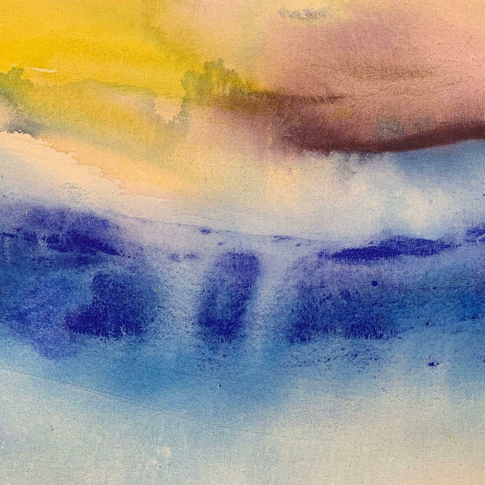 Margaret Francis Abstract Landscape Seascape Blue Yellow Purple Painting From British Artist  Circa 2001 photo buy