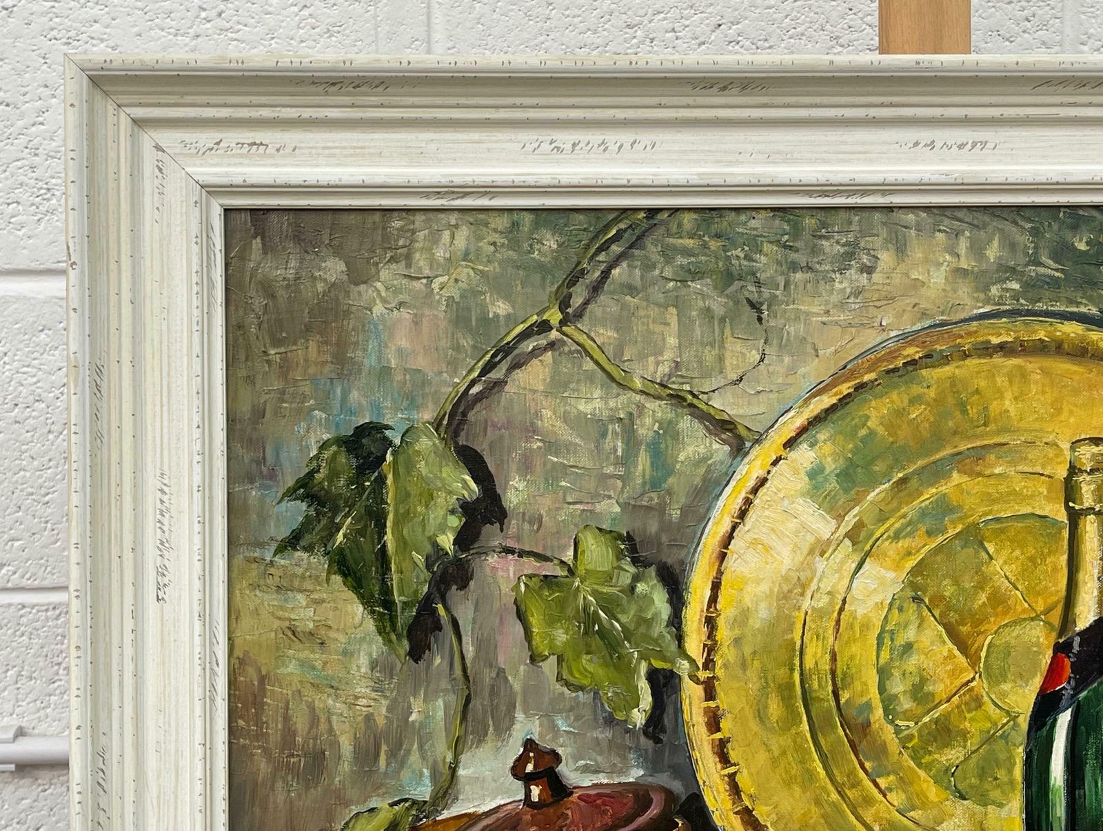 3250.0 William Henry Burns Champagne Bottle With Grapes Still Life Oil Painting By 20th Century Artist  1985 Circa photo