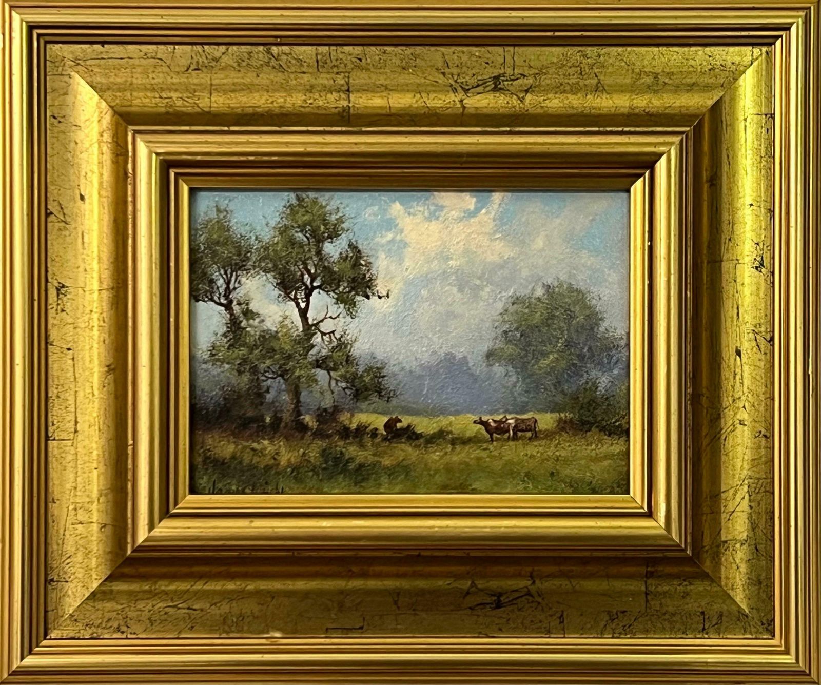 James Wright Landscape With Cattle Grazing In The English Countryside By 20th Century Artist 1980 Circa photo for sale