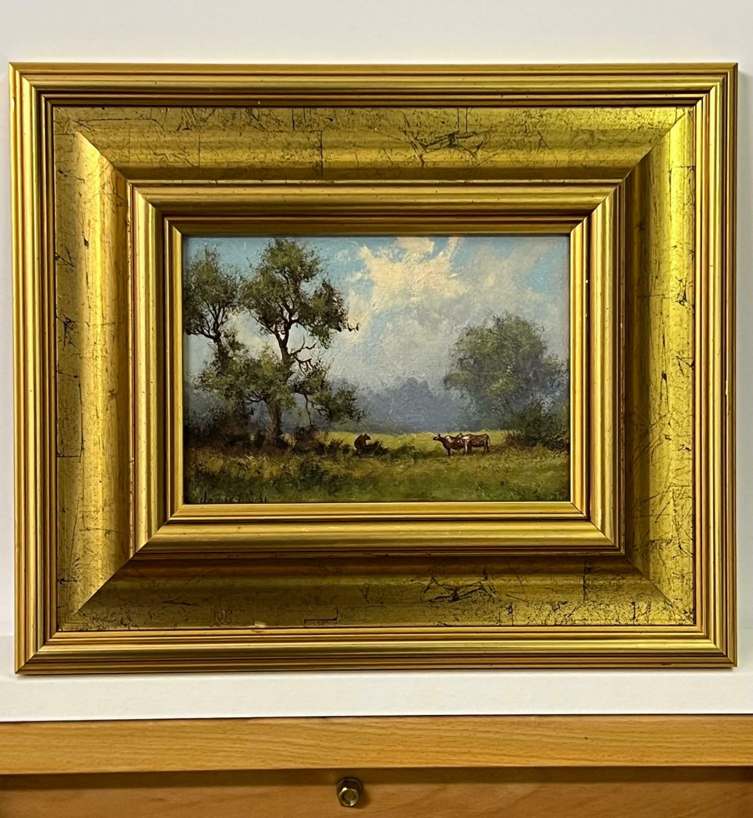 James Wright Landscape With Cattle Grazing In The English Countryside By 20th Century Artist 1980 Circa photo 1250.0