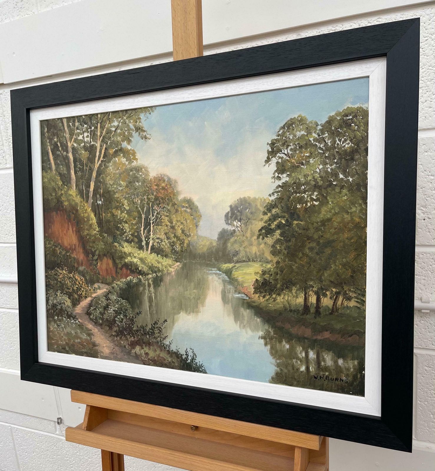 William Henry Burns Painting Of Idyllic River Scene On The Lagan In Ireland By Modern Irish Artist  1985 Circa photo Art
