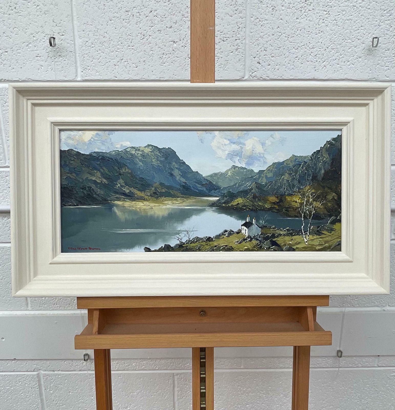 Charles Wyatt Warren Vintage Impasto Oil Painting Of River Mountain Scene In Wales By British Artist  Mid 20th Century photo for sale