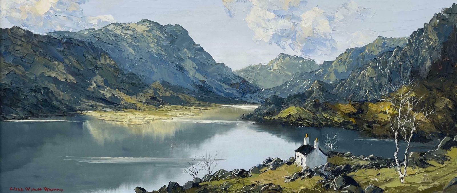 Charles Wyatt Warren Vintage Impasto Oil Painting Of River Mountain Scene In Wales By British Artist  Mid 20th Century photo buy