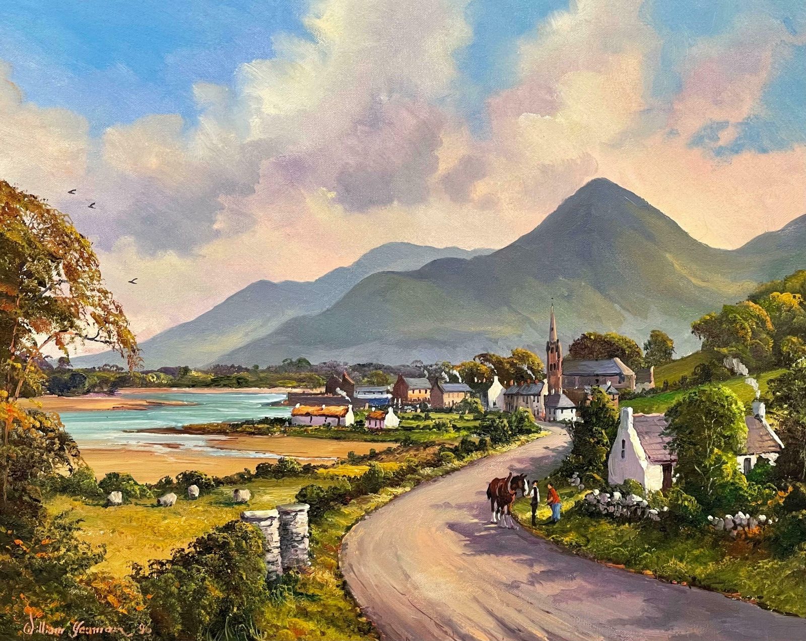 William Yeaman Figures On The Road To Dundrum Ireland In The Irish Mountain Landscape 1996 photo vintage