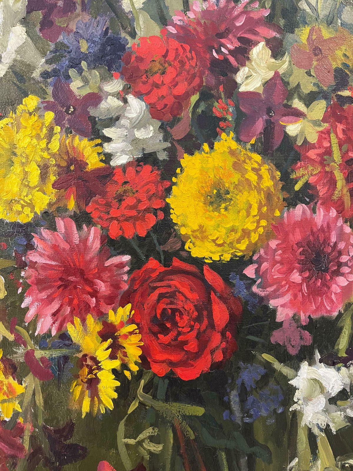 John Whitlock Codner Rwa Still Life Oil Painting Of Flowers In Glass Vase By 20th Century British Artist  1977 photo vintage