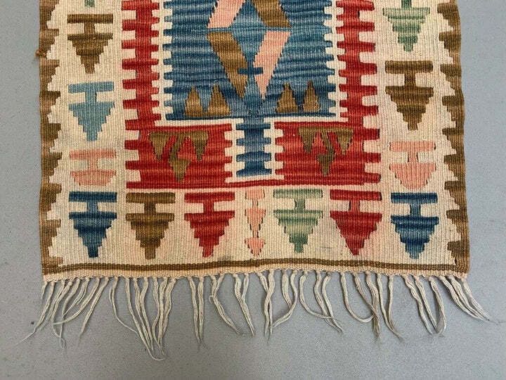 Vintage Turkish Mini Kilim 122x61 Cm Wool Small Kelim Runner, Shabby Chic photo 155.0