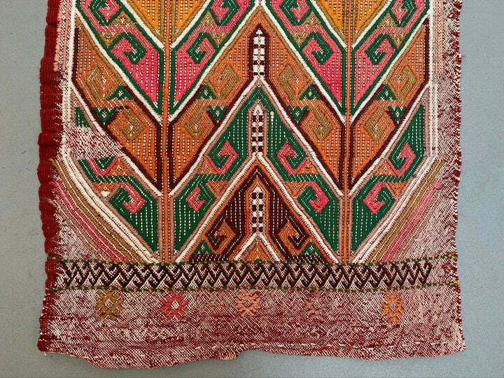 Vintage Turkish Mini Kilim 90x49 Cm Wool Small Kelim Runner, Shabby Chic photo for sale
