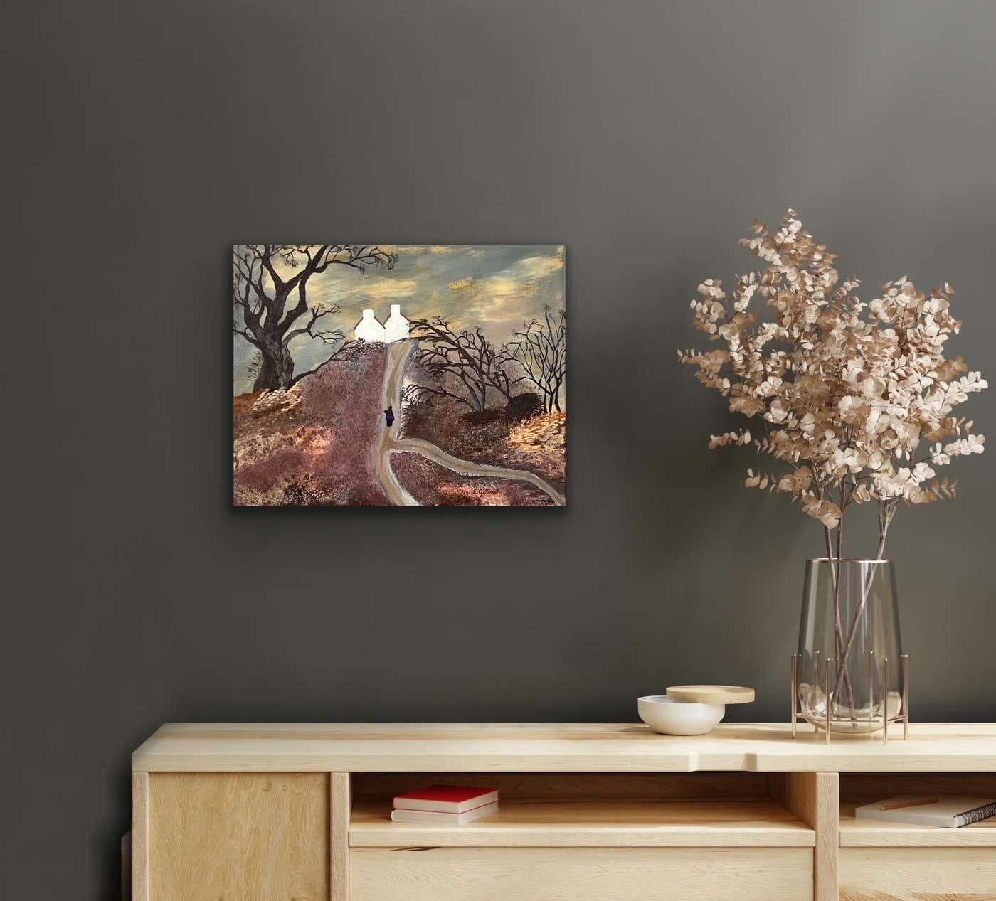 Eimear Gilleece Naive Style Art With Earthy Winter Colours By Contemporary Irish Artist 2000 Circa photo for sale