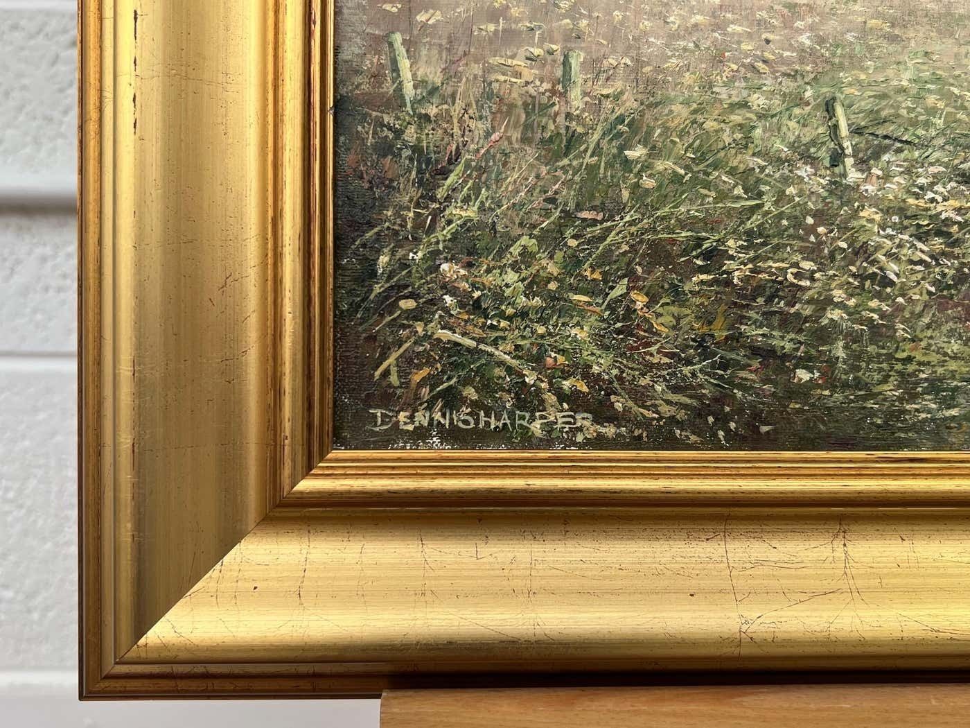 Art Dennis Harper Rural Field Landscape Oil Painting Of An Idyllic English Countryside Scene 1995 photo