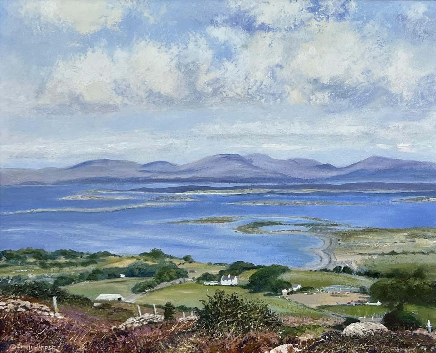 photo for sale Dennis Harper Rural Mountain Landscape Oil Painting Of The English Countryside 1995