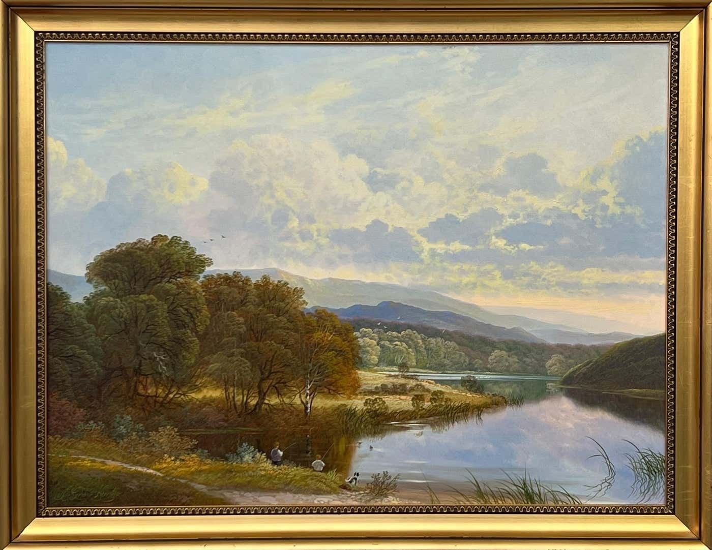 Andrew Grant Kurtis Mountain Lake Oil Painting Of A Loch In The Scottish Highlands By British Artist 1980 Circa