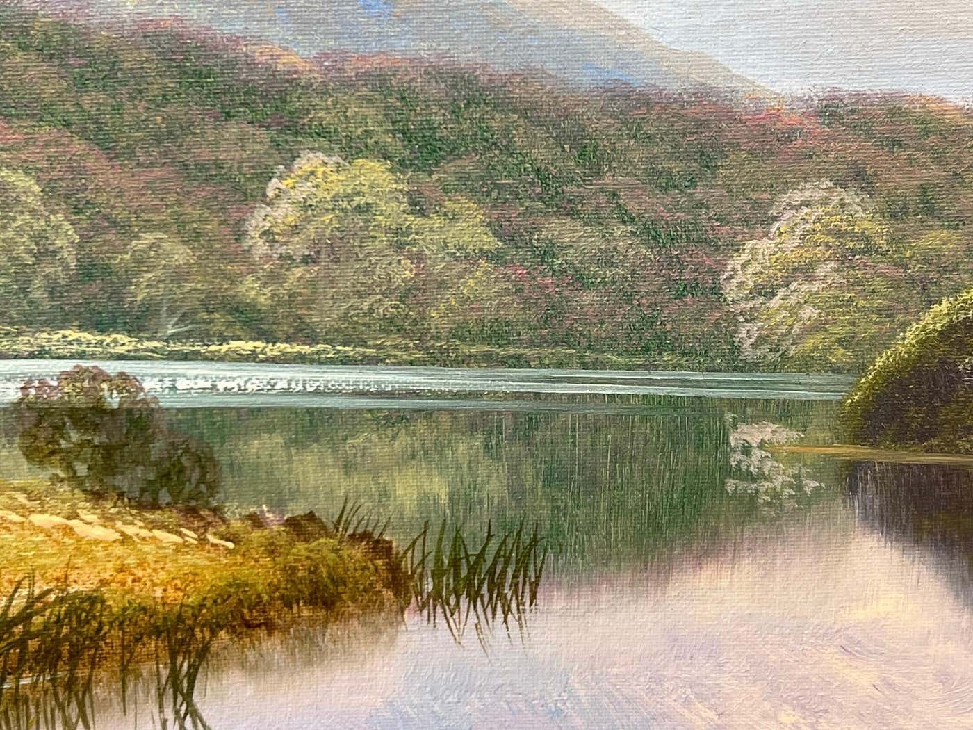 Art Andrew Grant Kurtis Mountain Lake Oil Painting Of A Loch In The Scottish Highlands By British Artist 1980 Circa photo