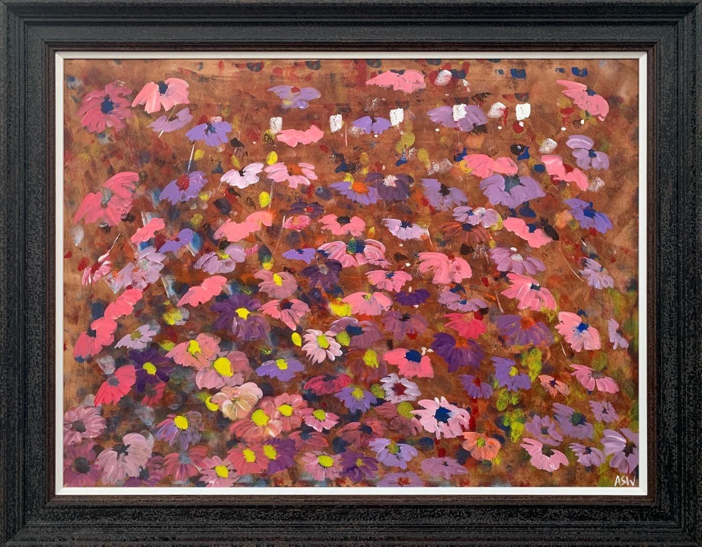 Angela Wakefield Abstract Pink & Purple Flowers Interior Design By British Contemporary Artist 2001