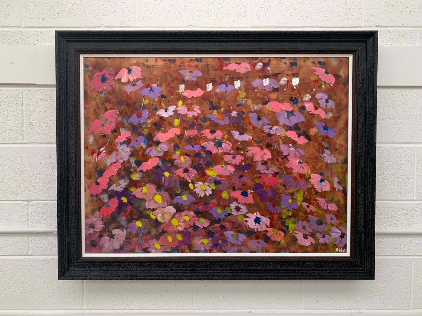 Angela Wakefield Abstract Pink & Purple Flowers Interior Design By British Contemporary Artist 2001 photo Art