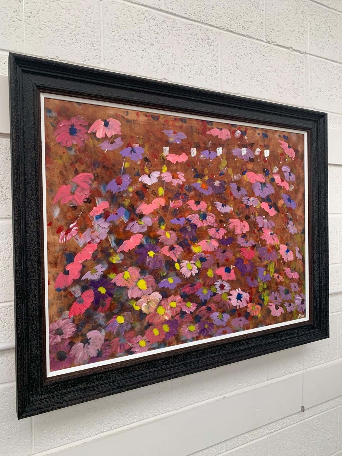 photo for sale Angela Wakefield Abstract Pink & Purple Flowers Interior Design By British Contemporary Artist 2001