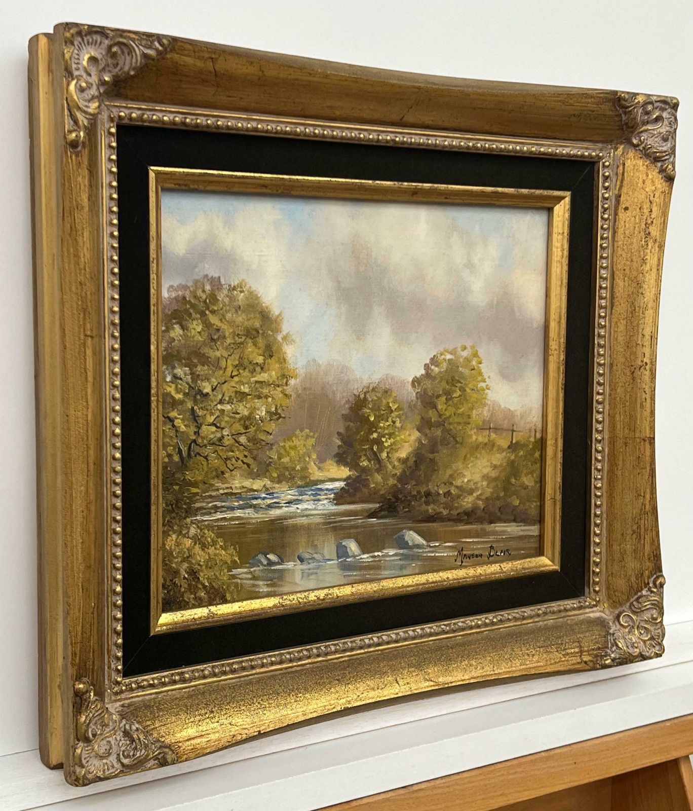 Manson Blair Original Oil Painting Of River Landscape In Ireland By 20th Century Irish Artist 1985 Circa photo Art