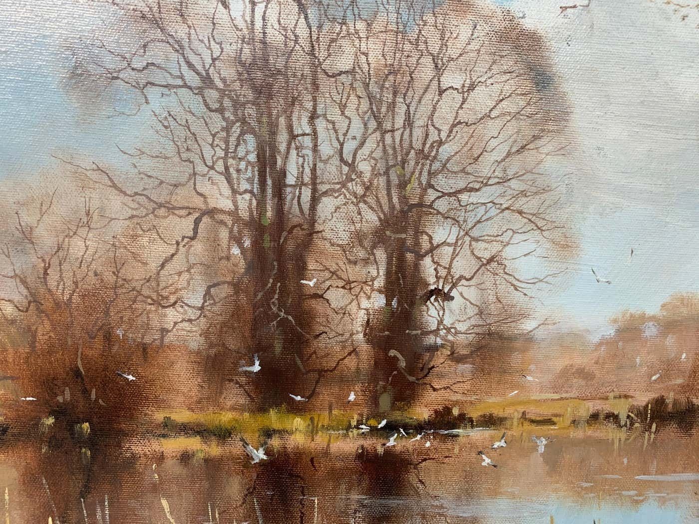 Walter Robin Jennings Winter Gulls Original Landscape Oil Painting By 20th Century British Artist Circa 1970 photo buy