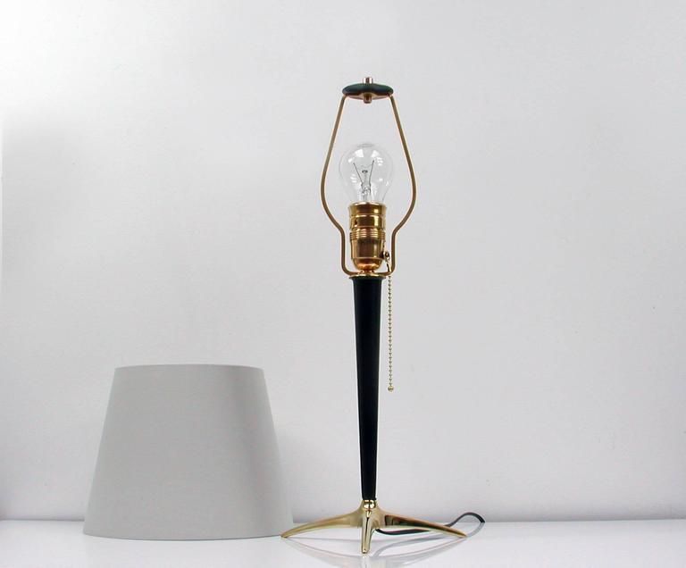 Mid Century Brass And Metal Table Lamp In The Manner Of J.T. Kalmar photo buy