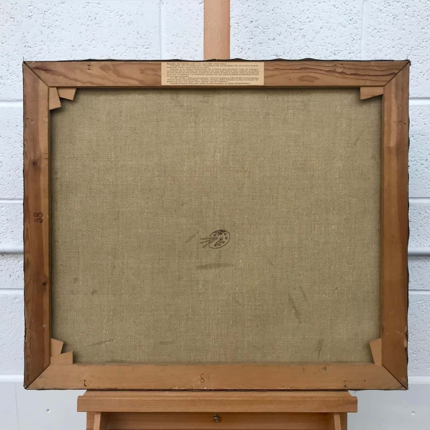 photo furniture Jens Christian Bennedsen Original Painting Of Sweden Norway Fjord Landscape By Danish Landscape Artist 1940s
