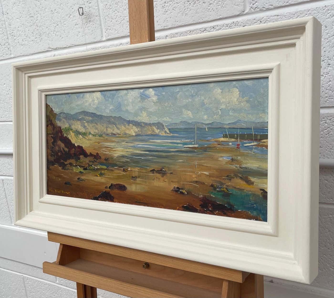 Charles Wyatt Warren Impasto Oil Painting Of Harbour Scene In Wales By 20th Century British Artist Mid 20th Century photo Art