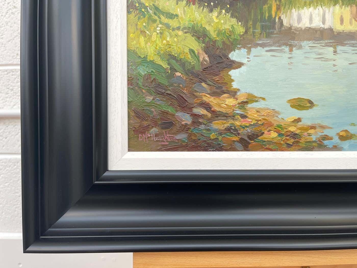 Donal Mcnaughton Fly Fishing River Scene In Coastal Village Ireland By Contemporary Irish Artist 2000 Circa photo vinterior