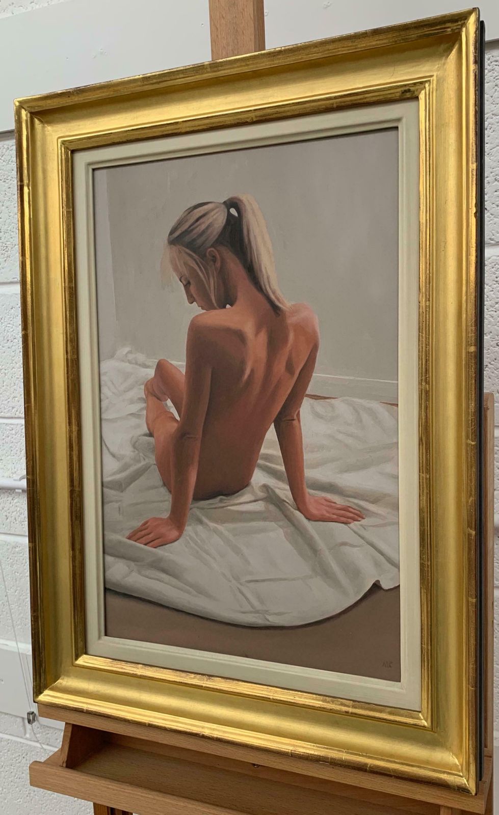 Mark Clark Oil Painting Of Seated Female Nude Figure By British Contemporary Artist 2000 Circa photo Art