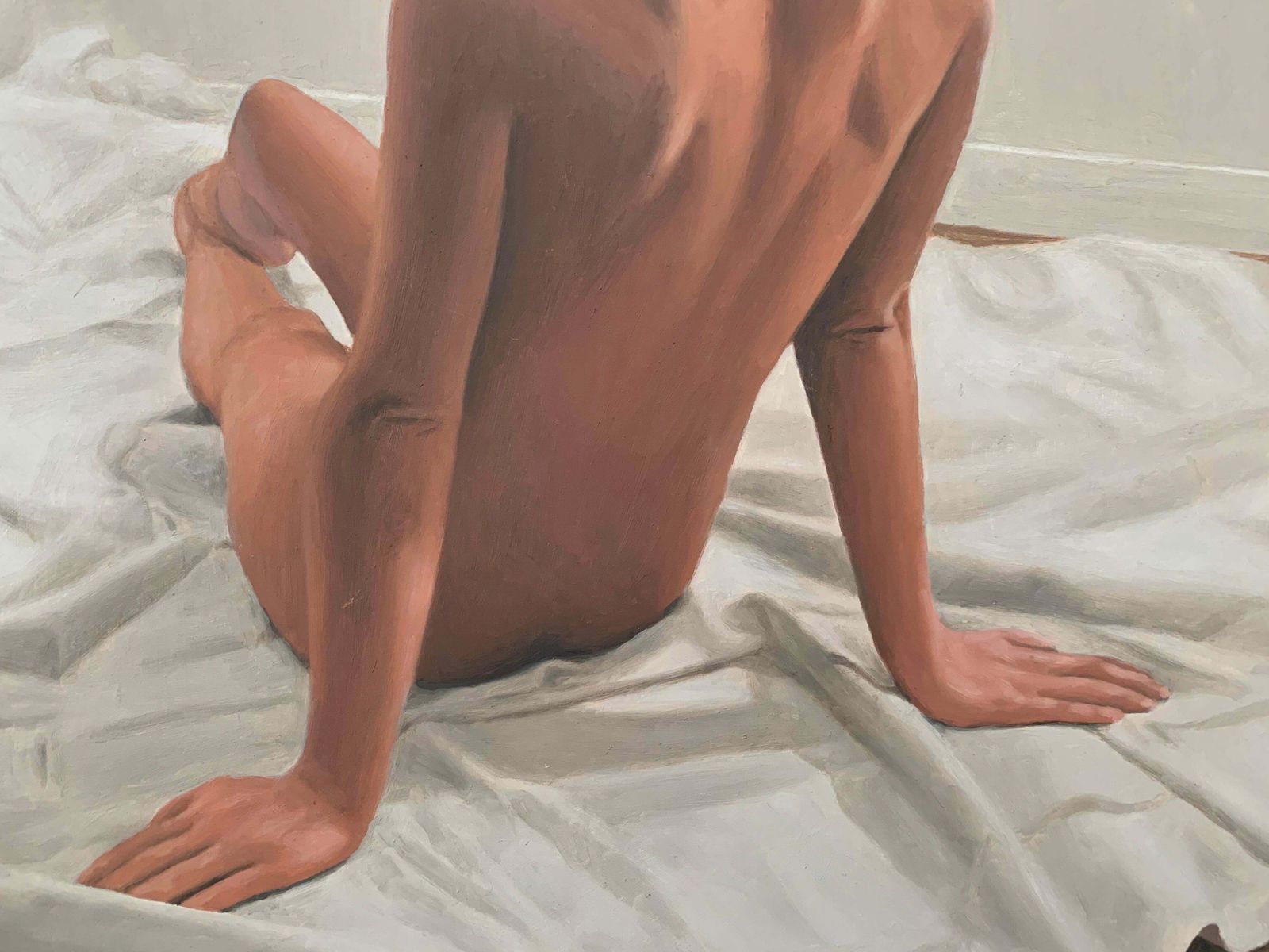 Mark Clark Oil Painting Of Seated Female Nude Figure By British Contemporary Artist 2000 Circa photo vintage