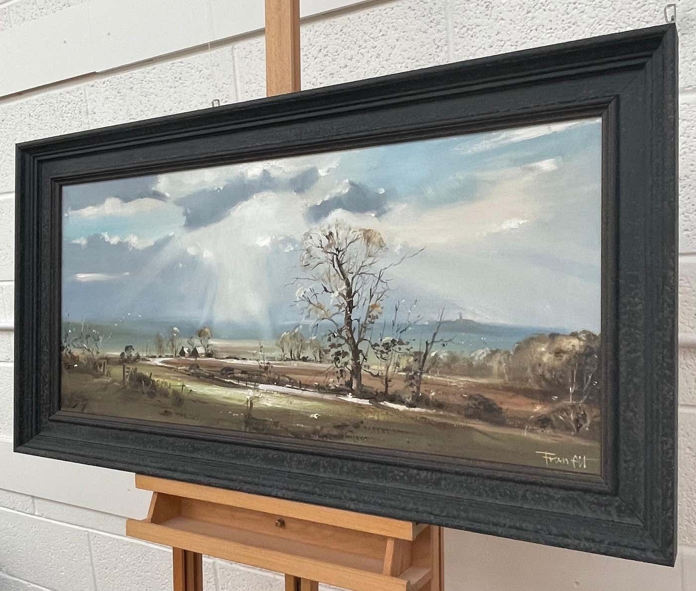 Frank Fitzsimons Ireland Landscape With Trees, Buildings & Sun Rays By Contemporary Irish Artist 1985 Circa photo Art