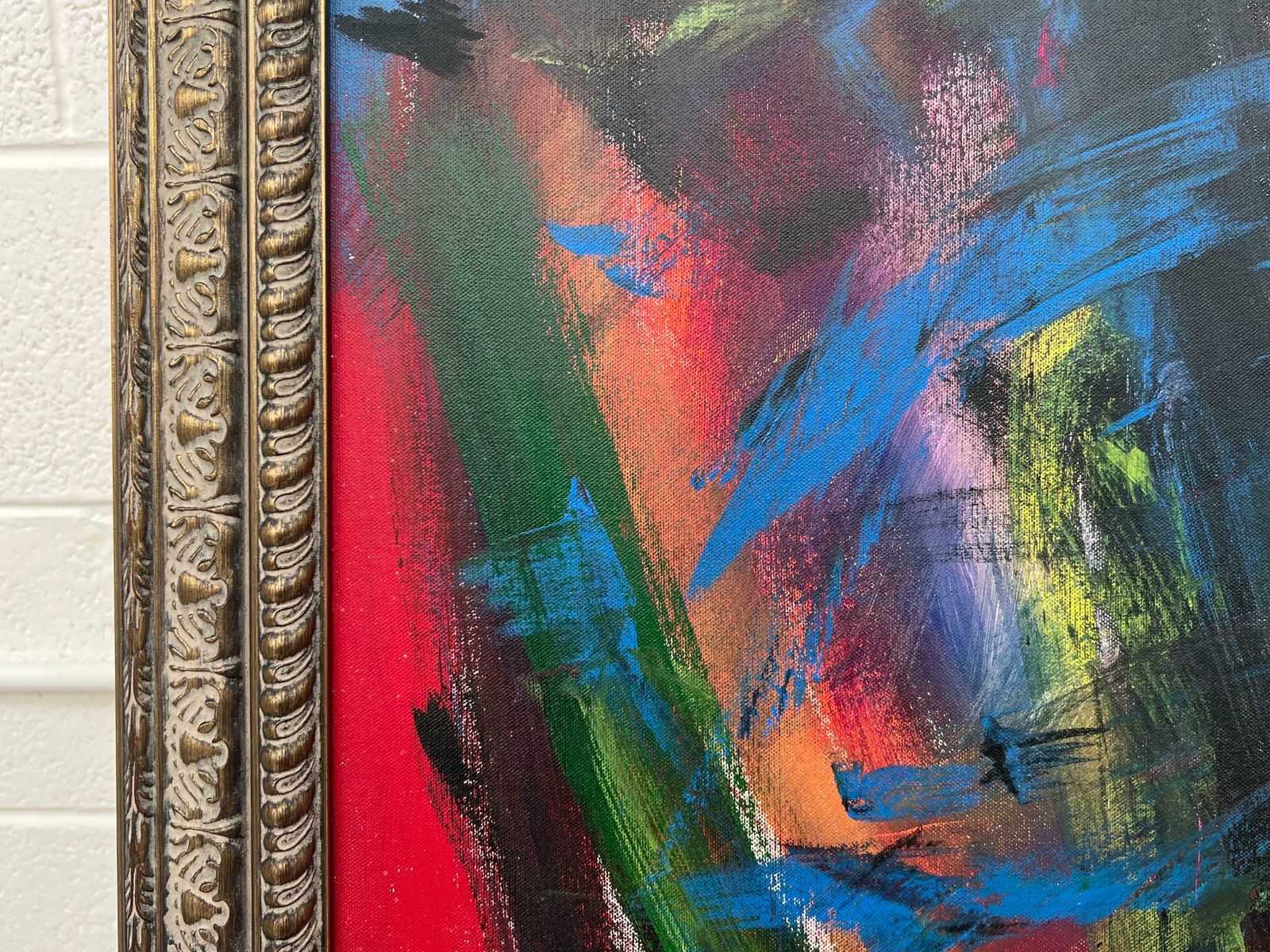Angela Wakefield Blue Red & Green Abstract Expressionist Painting By British Contemporary Artist photo vintage