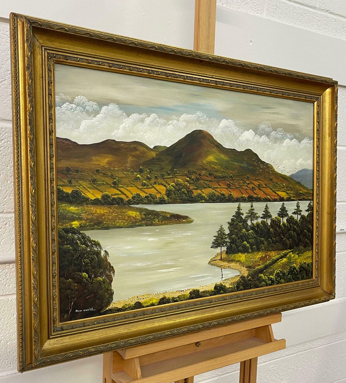 Patrick O'neill Oil Painting Of Camlough Lake In Northern Ireland By 20th Century Modern Artist 1985 Circa photo furniture