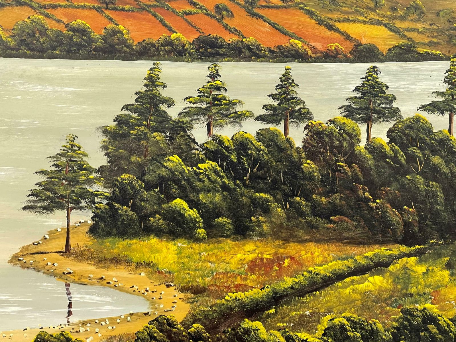 photo for sale Patrick O'neill Oil Painting Of Camlough Lake In Northern Ireland By 20th Century Modern Artist 1985 Circa