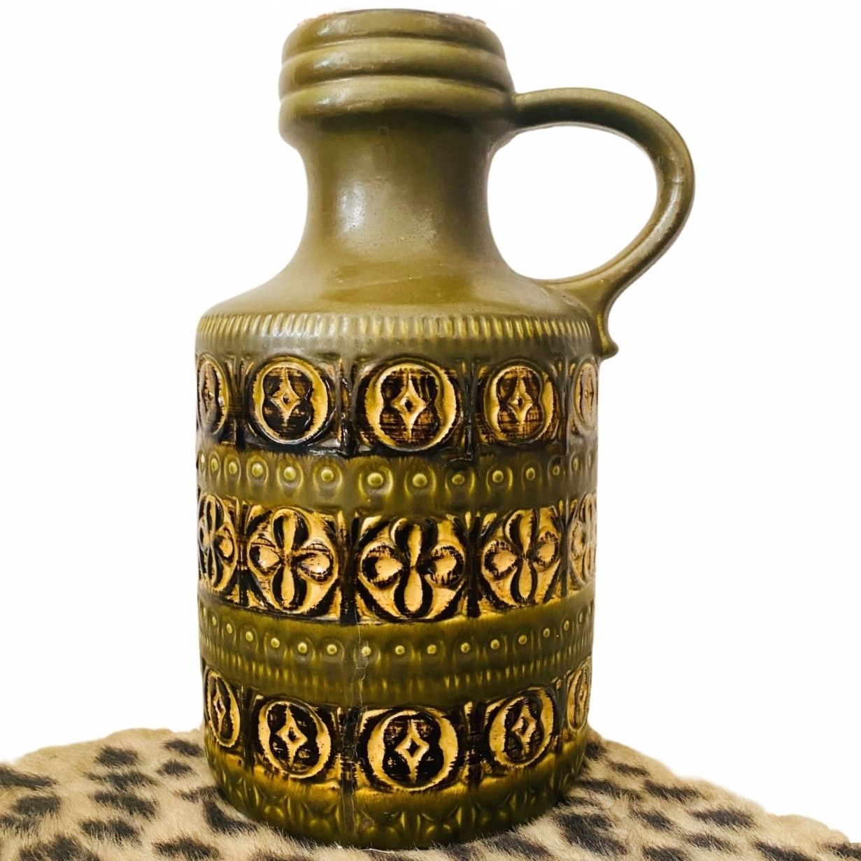 Xl West Germany Scheurich Floor Vase Clover Green photo furniture