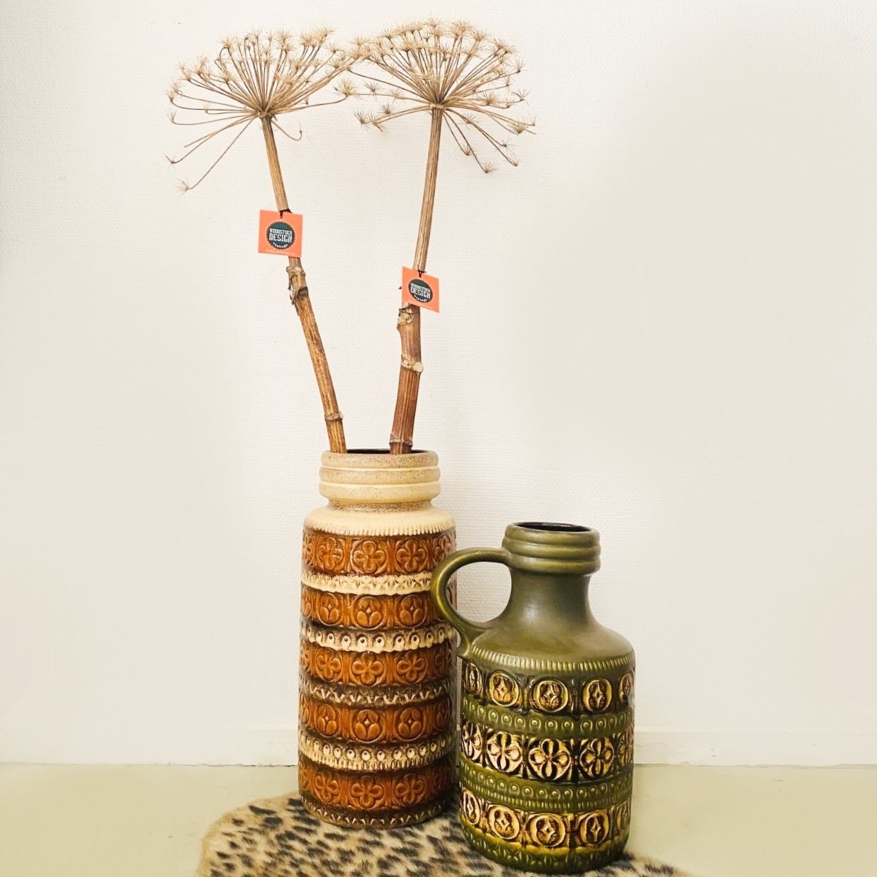 Xl West Germany Scheurich Floor Vase Clover Green photo for sale