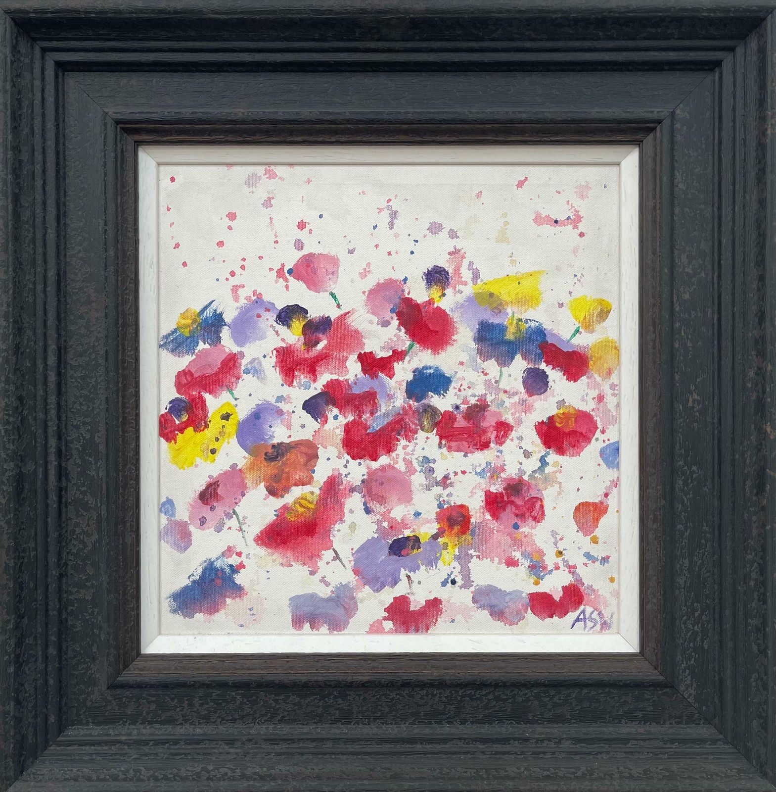 Angela Wakefield Abstract Red Blue Yellow Flower Design On White By British Contemporary Artist 2005