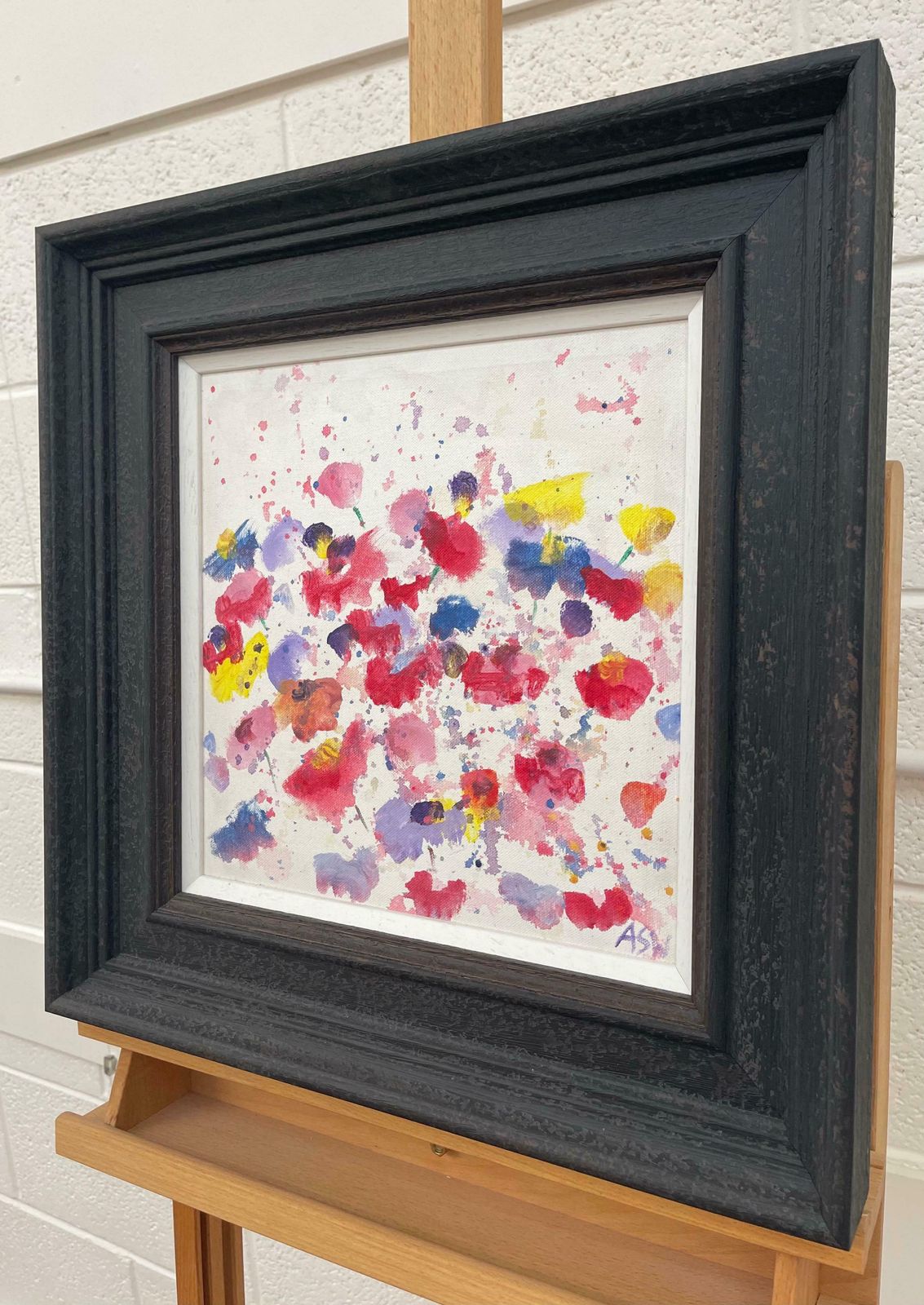 Angela Wakefield Abstract Red Blue Yellow Flower Design On White By British Contemporary Artist 2005 photo Art
