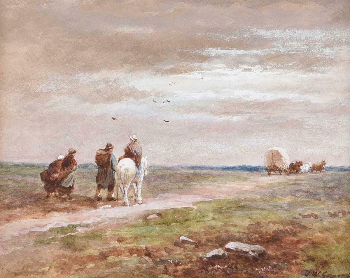 James Walter Gozzard Gipsies With Horses In England Landscape Painting By 19th Century British Artist 1925 Circa