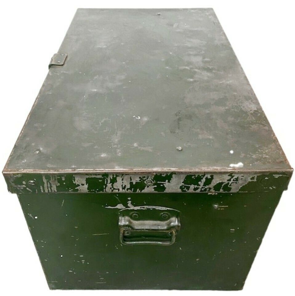 Vintage Metal Combat Chest Steel Green Antique photo vintage