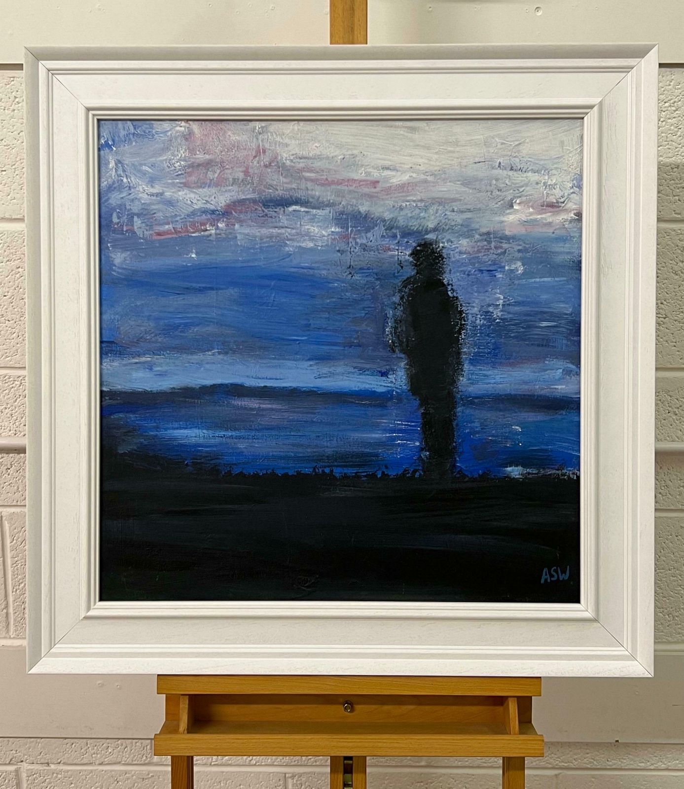 Angela Wakefield Man On The Hill Original Painting "Contemplation" By Contemporary British Artist 2005 photo for sale