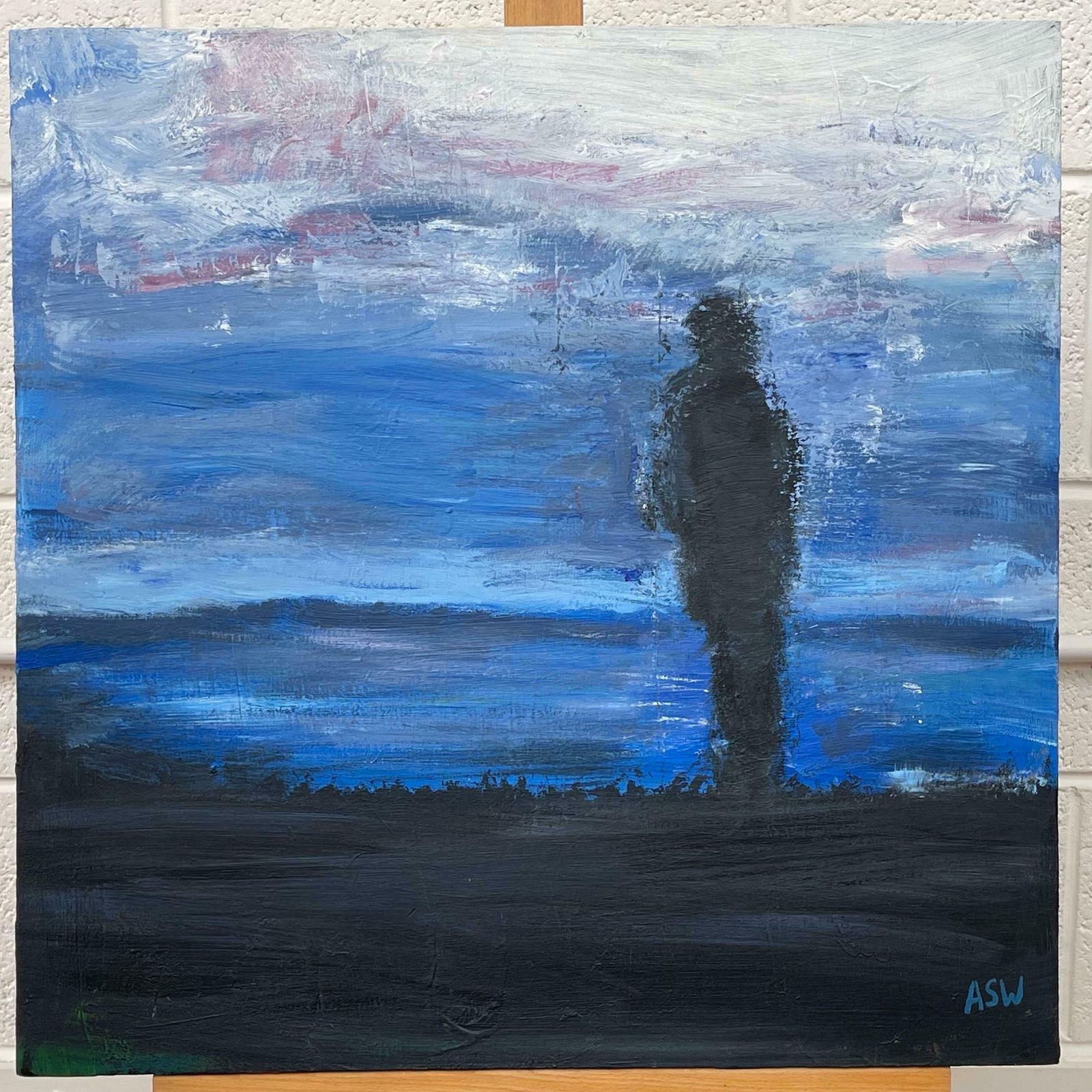 Angela Wakefield Man On The Hill Original Painting "Contemplation" By Contemporary British Artist 2005 photo buy